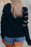 Leopard Ripped Sleeves Graphic Sweatshirt