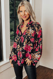 Ruffled Collar Floral Blouse