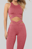 Crisscross Sports Bra and Leggings Set