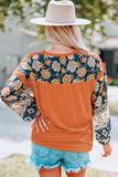 Thankful Grateful Blessed Print Floral Sleeve Top