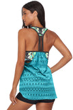 Printed Patchwork Vest Tankini Top