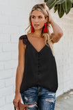 Adjustable Lace Straps Buttons Tank Top