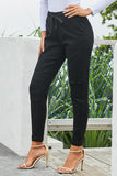 Elastic Waistband Drawstring Denim Pants