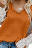 V-Neck Ruffle Adjustable Spaghetti Strap Tank Top