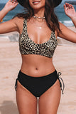 Leopard Print Criss Cross High Waist Bikini Set