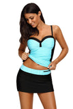 Rosy Grey Ruched Tankini and Skirted Swimsuit