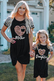 Leopard Heart Family Matching T-shirt Dress for Mother