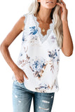 V Neck Lace Trim Floral Tank