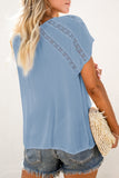 Crochet Eyelet Short Sleeves Top
