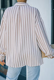 Khaki Striped Buttons Closure Long Sleeve Shirt