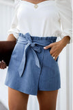 Pocketed Denim Wrap Skort