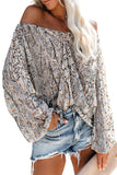 Puff Sleeves Abstract Print Blouse