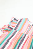 Multicolor Striped Tiered Ruffle Cap Sleeve Top