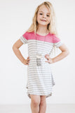 Colorblock Patchwork Striped Girls’ Dress