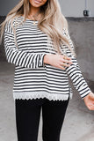 Striped Long Sleeve Top with Lace Trim