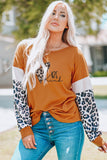 Be Kind Leopard Color Block Long Sleeve Top