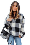 Plaid Zip Collar Plush Pullover Sweatshirt