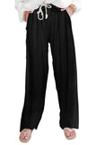 High Waist Drawstring Wide Legs Casual Pants