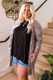 Print Open Front Plus Size Cardigan