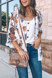 Floral Print Open Front Bell Sleeve kimono