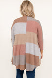 Multicolor Plus Size Colorblock Knit Cardigan