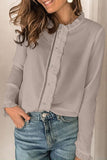 Frilled Neckline Buttoned French Shirt
