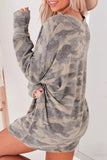 Camouflage Long Sleeve Mini Dress