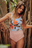 Printed Zipped Racerback Maillot