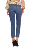 Retro Blue Designful Seam Accent Raw Hem Jeans