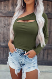 One Sleeve Cutout Ribbed Knit Top