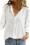 Button V Neck Single-Breasted Blouse