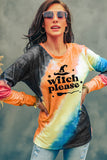 Witch Please Tie Dye Graphic Print Pullover Sweatshirt