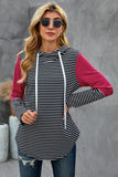 Sleeve Splicing Striped Hoodie