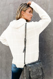 Beige Grid Pattern Turtleneck Sweater