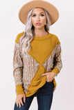 Tribal Geometric Print Ribbed Knit Top