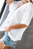 V Neck Button Front Crinkled Blouse
