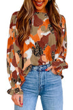 Multicolor Abstract Printed Long Sleeve Blouse