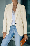 Beige Lapel Collar Button Pocket Blazer