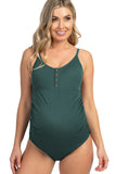 Ribbed Snap Front One-piece Maternity Swimsuit