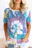 Tie-dye Print Tee and Drawstring Shorts Lounge Set