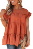 Dusty Pink Polka Dot Babydoll Style Flutter Sleeve Top