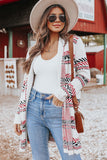 White Open Front Draped Geometric Cardigan