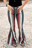 Multicolor Striped Bell Bottoms Jeans