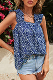 Floral Ruffled Straps Flowy Tank Top