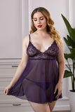 Lace Mesh Plus Size Babydoll with Thong