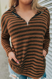 Striped Knit Quarter Zip Hoodie