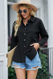 Black Textured Buttoned Pocket Long Sleeve Shirt