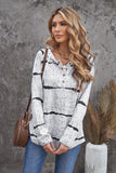 Tie-dye Stripe Button Drawstring Hoodie