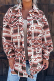 Tribal Print Pocket Buttoned Sherpa Jacket