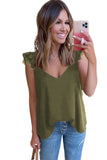 V Neck Flutter Lace Flowy Tank Tops